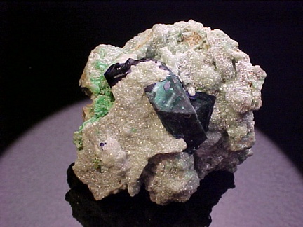 Azurite & Malachite on Cuprian Smithsonite w/ Tsumebite - Tsumeb, Namibia