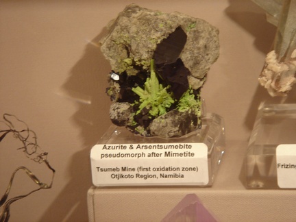 Azurite & Arsentsumebite after Mimetite - Tsumeb, Namibia